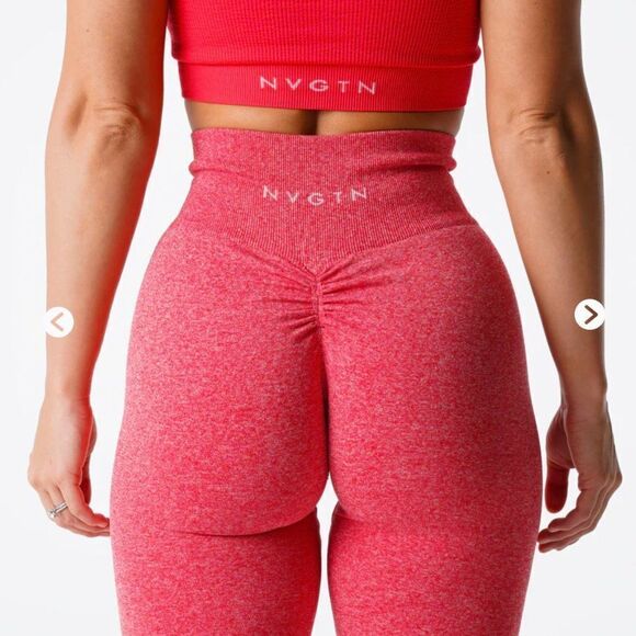 NVGTN NWT Seamless Scrunch Leggings Candy apple size S Compression - Picture 2 of 4